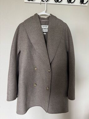 Aritzia The Mezzanine Coat in Dark Heather Taupe